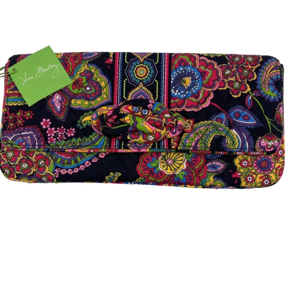 Vera Bradley Knot Just A Clutch Symphony In Hue Bag Black Pink Floral Strap